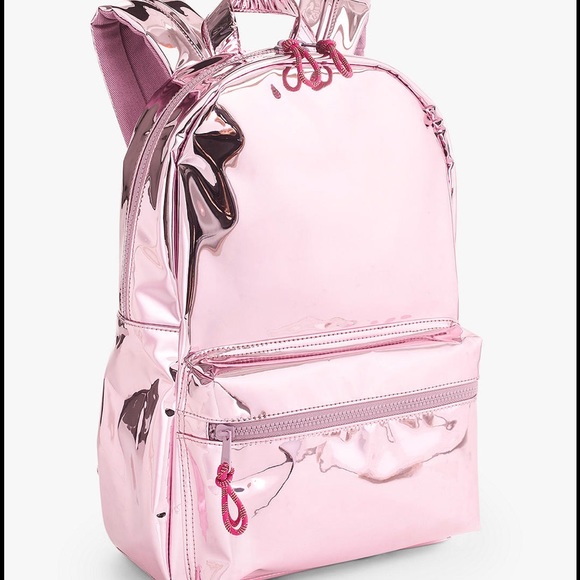 pink metallic backpack